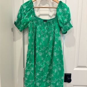 Green Floral Smocked Dress